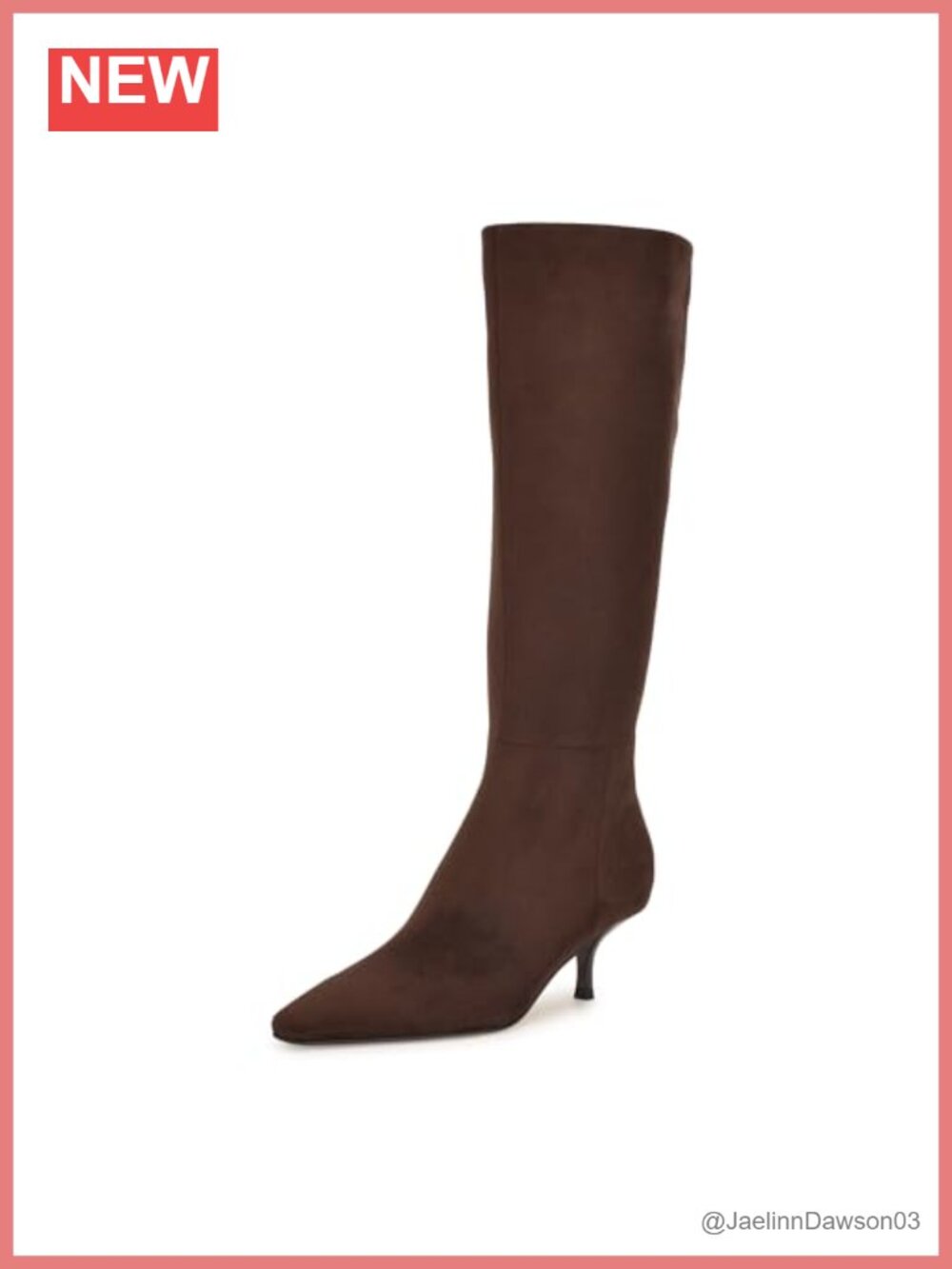 Nine West Havier Knee High Square Toe Kitten Heel Boots Faux Suede